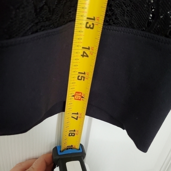 𝅺DAVID Lerner Black Stretchy Pencil Lace Detail Skirt - Picture 9 of 11